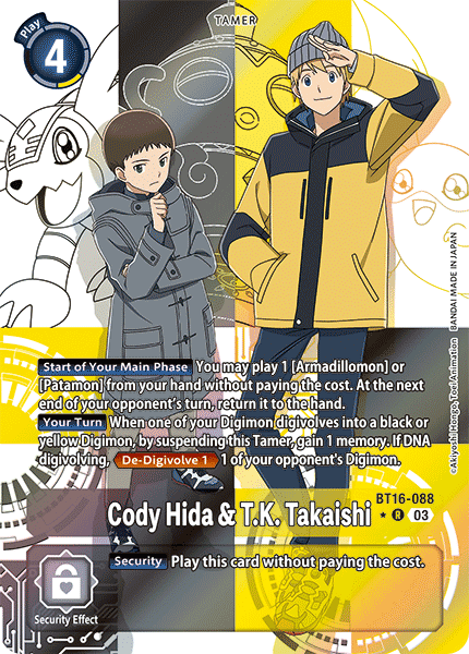 (088) Digimon TCG Beginning Observer Single: Cody Hida & T.K. Takaishi (BT16-088) (V.2)  Alternative Art