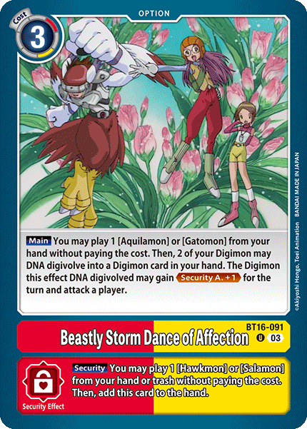 (091) Digimon TCG Beginning Observer Single: Beastly Storm Dance of Affection (BT16-091)  Uncommon