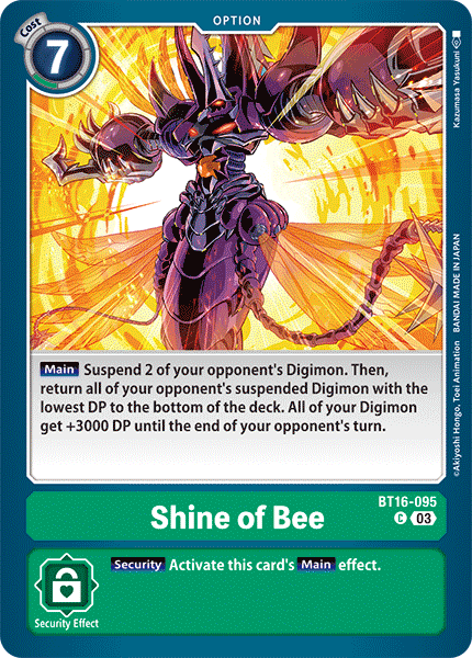 (095) Digimon TCG Beginning Observer Single: Shine of Bee (BT16-095)  Common