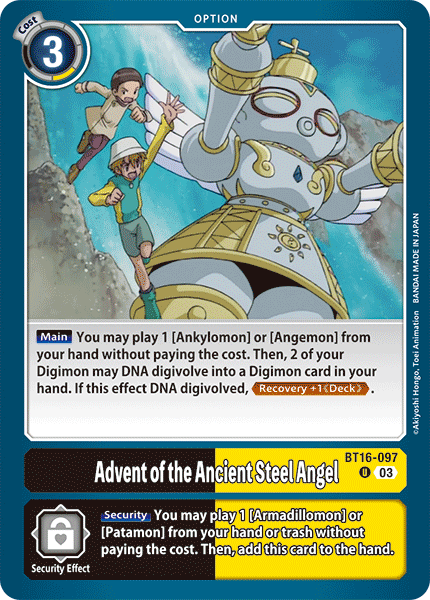 (097) Digimon TCG Beginning Observer Single: Advent of the Ancient Steel Angel (BT16-097)  Uncommon