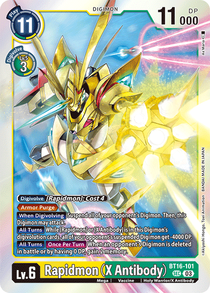 (101) Digimon TCG Beginning Observer Single: Rapidmon (X Antibody) (BT16-101) (V.1)  Secret Rare