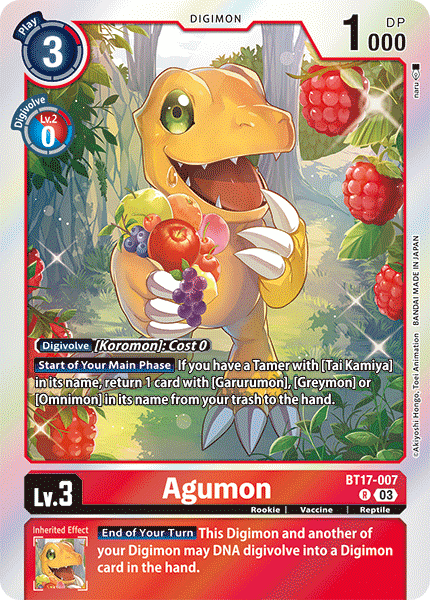 (007) Digimon TCG Secret Crisis Single: Agumon (BT17-007)  Rare