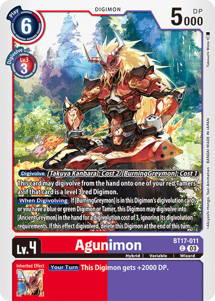 (011) Digimon TCG Secret Crisis Single: Agunimon (BT17-011)  Common