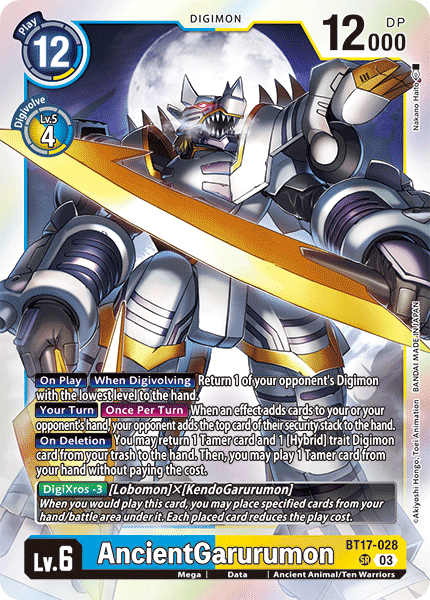 (028) Digimon TCG Secret Crisis Single: AncientGarurumon (BT17-028) (V.1)  Super Rare