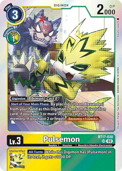 (030) Digimon TCG Secret Crisis Single: Pulsemon (BT17-030) (V.1)  Super Rare