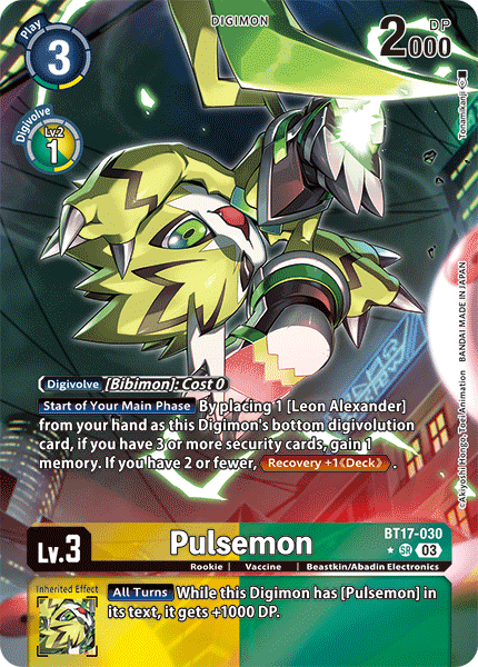 (030) Digimon TCG Secret Crisis Single: Pulsemon (BT17-030) (V.2)  Alternative Art