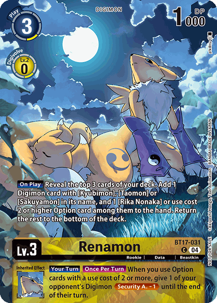 (BT17-031) Digimon TCG Chain of Liberation Single: Renamon (BT17-031)  Alternative Art