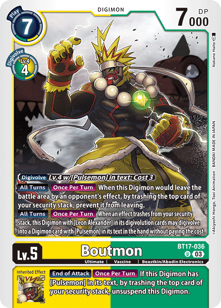 (036) Digimon TCG Secret Crisis Single: Boutmon (BT17-036)  Uncommon
