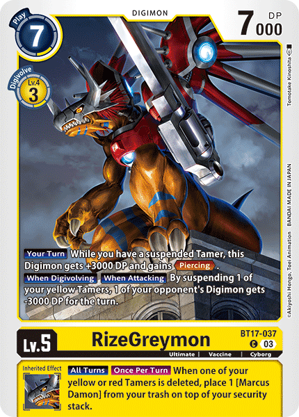 (037) Digimon TCG Secret Crisis Single: RizeGreymon (BT17-037)  Common