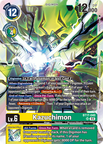 (040) Digimon TCG Secret Crisis Single: Kazuchimon (BT17-040) (V.1)  Super Rare