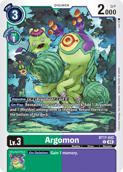 (042) Digimon TCG Secret Crisis Single: Argomon (BT17-042)  Common