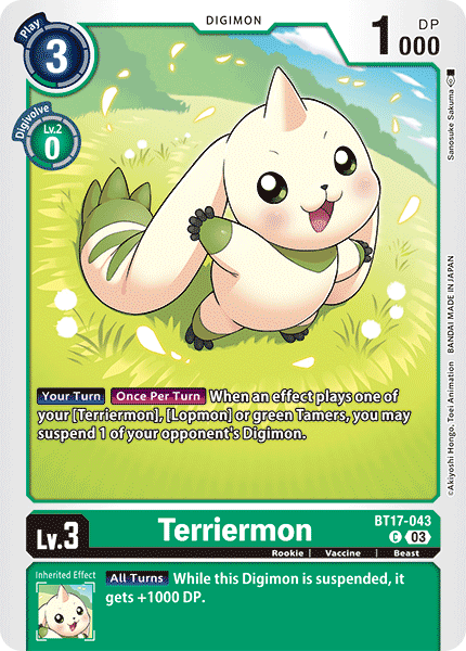 (043) Digimon TCG Secret Crisis Single: Terriermon (BT17-043)  Common
