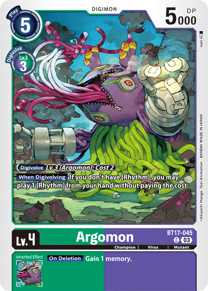 (045) Digimon TCG Secret Crisis Single: Argomon (BT17-045)  Common