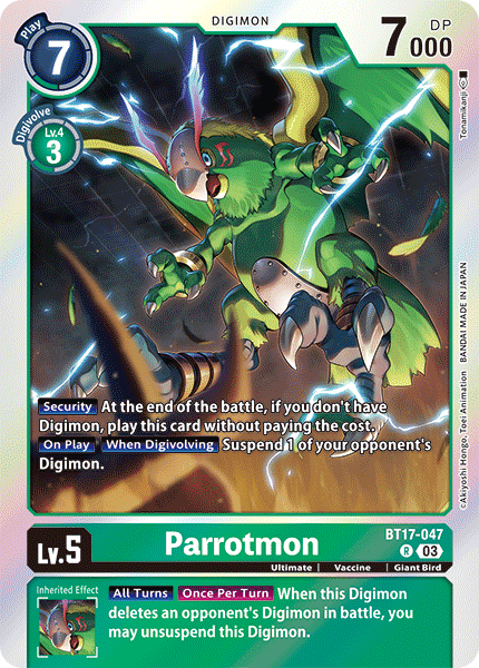 (047) Digimon TCG Secret Crisis Single: Parrotmon (BT17-047)  Rare