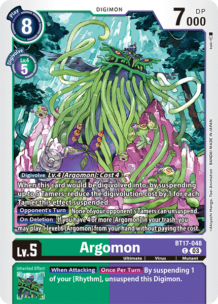 (048) Digimon TCG Secret Crisis Single: Argomon (BT17-048)  Common