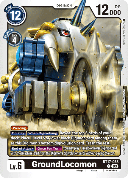 (058) Digimon TCG Secret Crisis Single: GroundLocomon (BT17-058)  Common