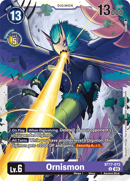 (072) Digimon TCG Secret Crisis Single: Ornismon (BT17-072)  Uncommon