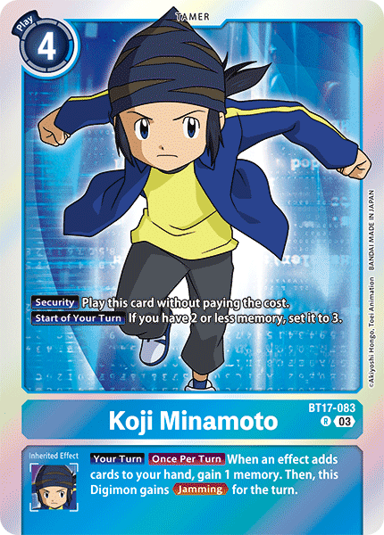 (083) Digimon TCG Secret Crisis Single: Koji Minamoto (BT17-083) (V.1)  Rare