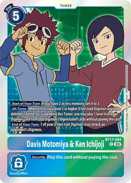 (084) Digimon TCG Secret Crisis Single: Davis Motomiya & Ken Ichijoji (BT17-084) (V.1)  Rare