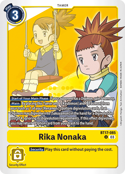(085) Digimon TCG Secret Crisis Single: Rika Nonaka (BT17-085) (V.1)  Uncommon