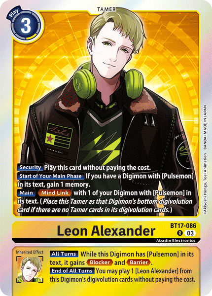 (086) Digimon TCG Secret Crisis Single: Leon Alexander (BT17-086) (V.1)  Rare