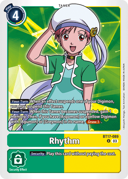 (089) Digimon TCG Secret Crisis Single: Rhythm (BT17-089) (V.1)  Uncommon