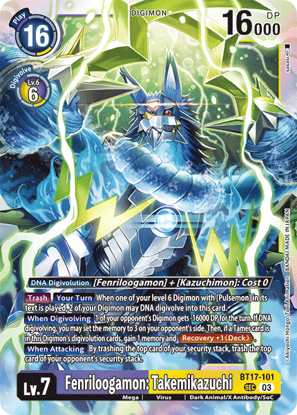 (101) Digimon TCG Secret Crisis Single: Fenriloogamon: Takemikazuchi (BT17-101) (V.1)  Secret Rare