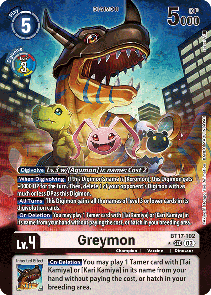 (102) Digimon TCG Secret Crisis Single: Greymon (BT17-102) (V.2)  Alternative Art