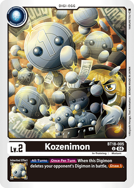 (005) Digimon TCG Special Booster Ver 2.0 Single: Kozenimon (BT18-005)  Uncommon