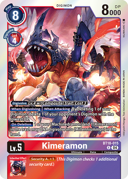 (015) Digimon TCG Special Booster Ver 2.0 Single: Kimeramon (BT18-015)  Rare