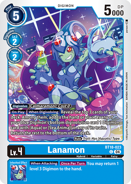(023) Digimon TCG Special Booster Ver 2.0 Single: Lanamon (BT18-023)  Common
