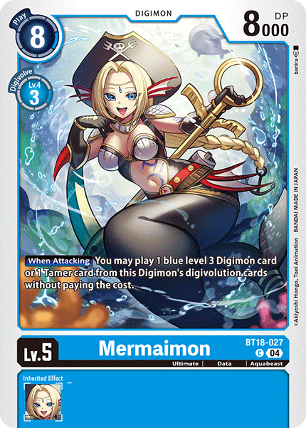 (027) Digimon TCG Special Booster Ver 2.0 Single: Mermaimon (BT18-027)  Common