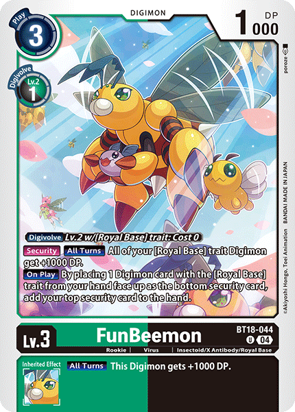 (044) Digimon TCG Special Booster Ver 2.0 Single: FunBeemon (BT18-044)  Uncommon