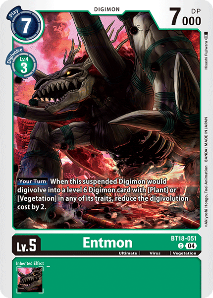 (051) Digimon TCG Special Booster Ver 2.0 Single: Entmon (BT18-051)  Common