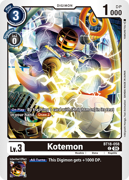 (058) Digimon TCG Special Booster Ver 2.0 Single: Kotemon (BT18-058)  Common