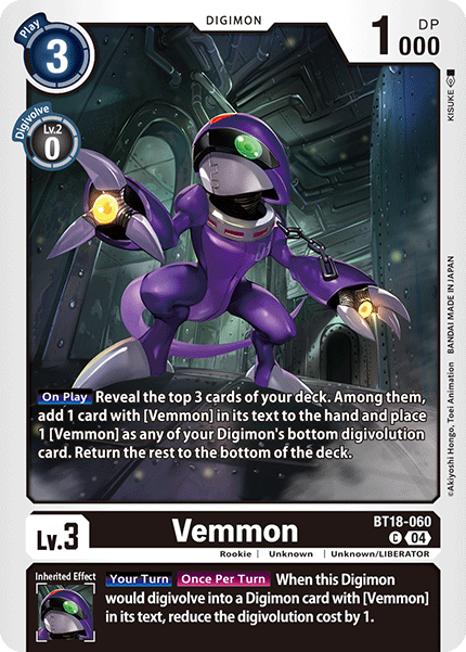 (060) Digimon TCG Special Booster Ver 2.0 Single: Vemmon (BT18-060)  Common