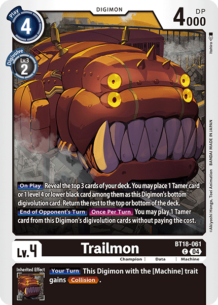 (061) Digimon TCG Special Booster Ver 2.0 Single: Trailmon (BT18-061)  Common