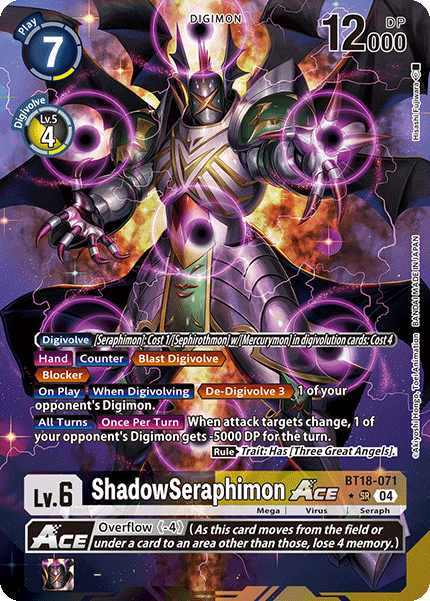 (071) Digimon TCG Special Booster Ver 2.0 Single: ShadowSeraphimon Ace (BT18-071) (V.2)  Alternative Art