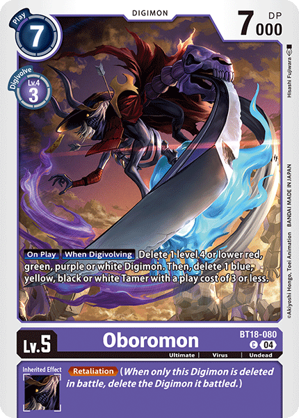 (080) Digimon TCG Special Booster Ver 2.0 Single: Oboromon (BT18-080)  Common