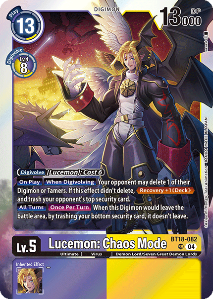 (082) Digimon TCG Special Booster Ver 2.0 Single: Lucemon: Chaos Mode (BT18-082) (V.1)  Super Rare