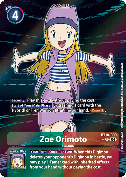(090) Digimon TCG Special Booster Ver 2.0 Single: Zoe Orimoto (BT18-090) (V.2)  Alternative Art
