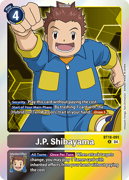 (091) Digimon TCG Special Booster Ver 2.0 Single: J.P. Shibayama (BT18-091) (V.1)  Rare