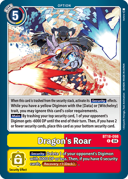(098) Digimon TCG Special Booster Ver 2.0 Single: Dragon's Roar (BT18-098)  Common