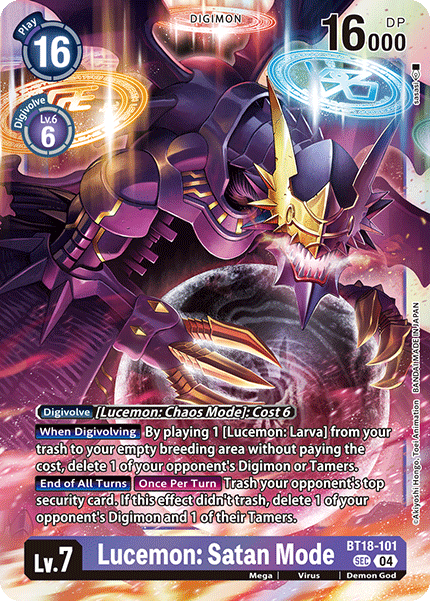 (101) Digimon TCG Special Booster Ver 2.0 Single: Lucemon: Satan Mode (BT18-101) (V.1)  Secret Rare