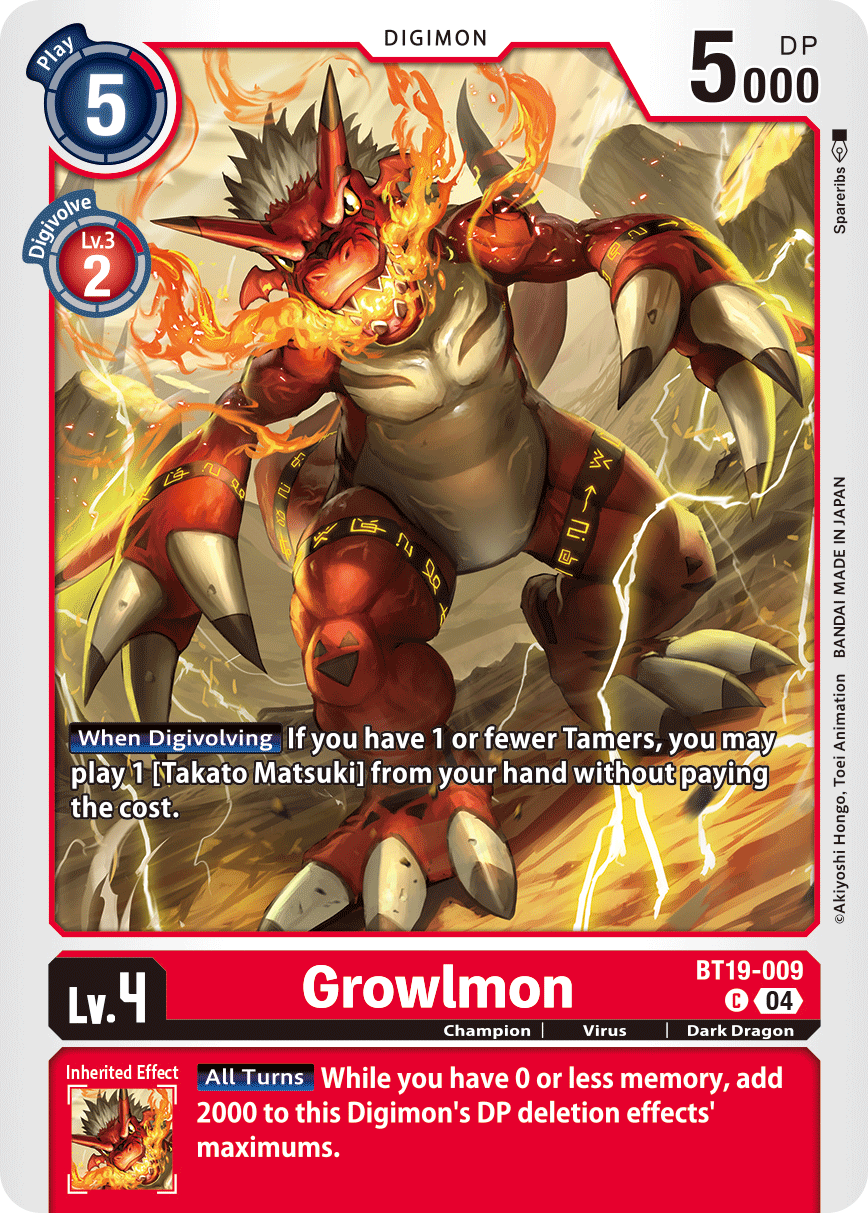 (BT19-009) Digimon TCG Special Booster Ver 2.5 Single: Growlmon (BT19-009)  Common