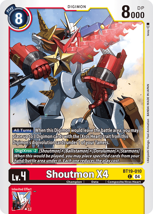 (BT19-010) Digimon TCG Special Booster Ver 2.5 Single: Shoutmon X4 (BT19-010)  Common