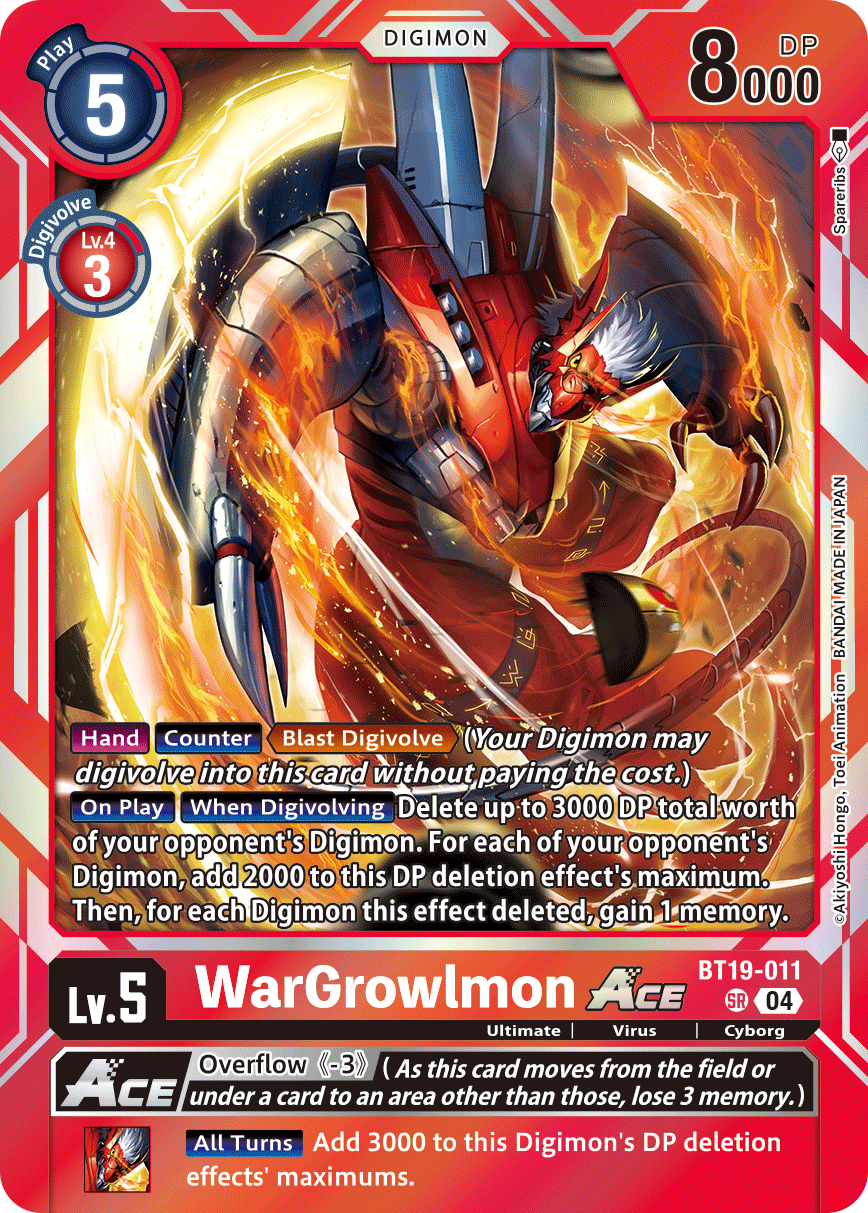(BT19-011) Digimon TCG Special Booster Ver 2.5 Single: WarGrowlmon Ace (BT19-011) (V.2)  Alternative Art