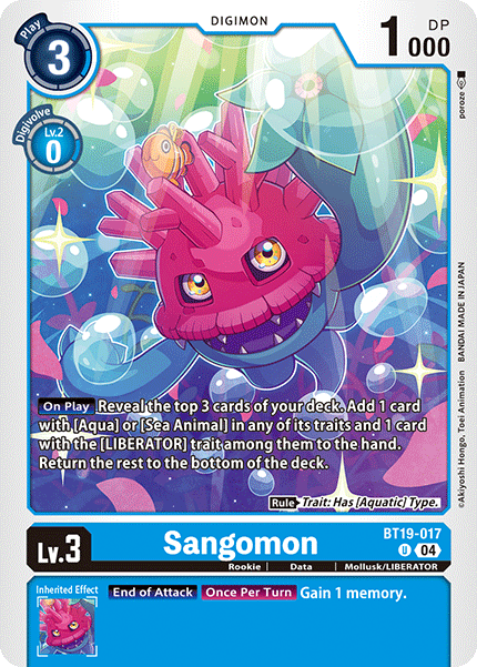 (BT19-017) Digimon TCG Special Booster Ver 2.0 Single: Sangomon (BT19-017) (V.1)  Uncommon