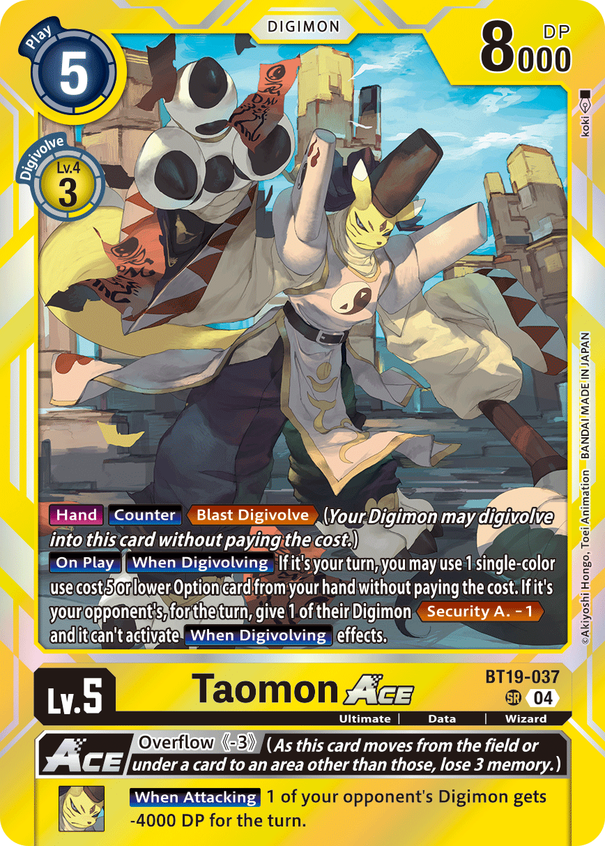 (BT19-037) Digimon TCG Special Booster Ver 2.5 Single: Taomon Ace (BT19-037) (V.1)  Super Rare