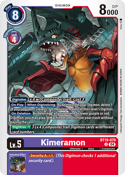 (BT19-070) Digimon TCG Special Booster Ver 2.0 Single: Kimeramon (BT19-070)  Uncommon